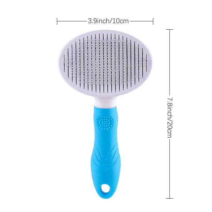 Self Cleaning Slicker Brush - Cat Brush Skin-Friendly Deshedding Grooming Massaging Tool for Long & Short Haired Pets, Cat Hair Brushes Easy Removes Undercoat for Dogs Cats Rabbits - UPGRADED, Blue