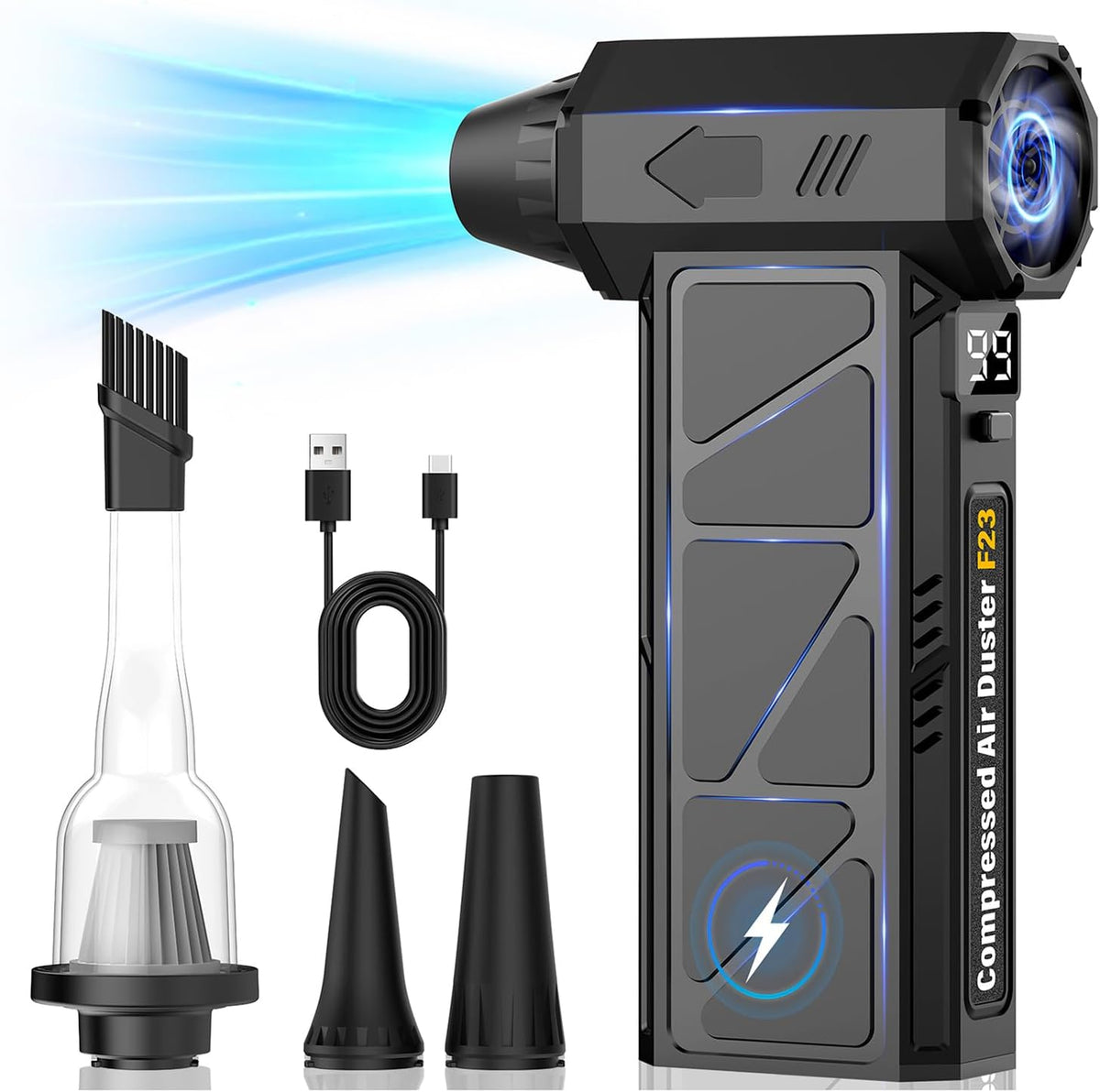 Compressed Air Duster, 150000RPM Electric Air Duster with 4-Speed Control