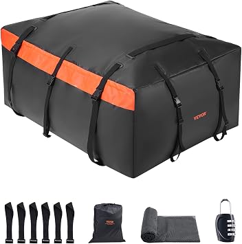 VEVOR Car Rooftop Cargo Carrier Bag, 23 Cubic Feet Roof Cargo Carrier, Heavy Duty 840D PVC 100% Waterproof Car Roof Lugg