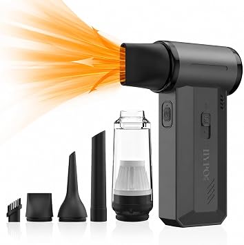 Electric Compressed Air Duster, Handheld Cordless 2 in 1 Air Blower and Vacuum, 130000RPM Electirc Turbo Jet Blower, Stepless Speed Motor, Type-C Fast Charge for Computer, Keyboard, Car, Pet House - Cleanova