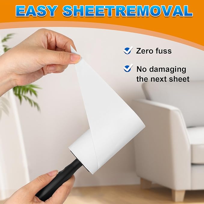 Lint Roller 220 Sheets with 1 Handle, Pet Hair Remover for Laundry, Extra Sticky Lint Rollers for Pet Hair on Clothes, Furniture & Car - Dog & Cat Hair Removal Tool