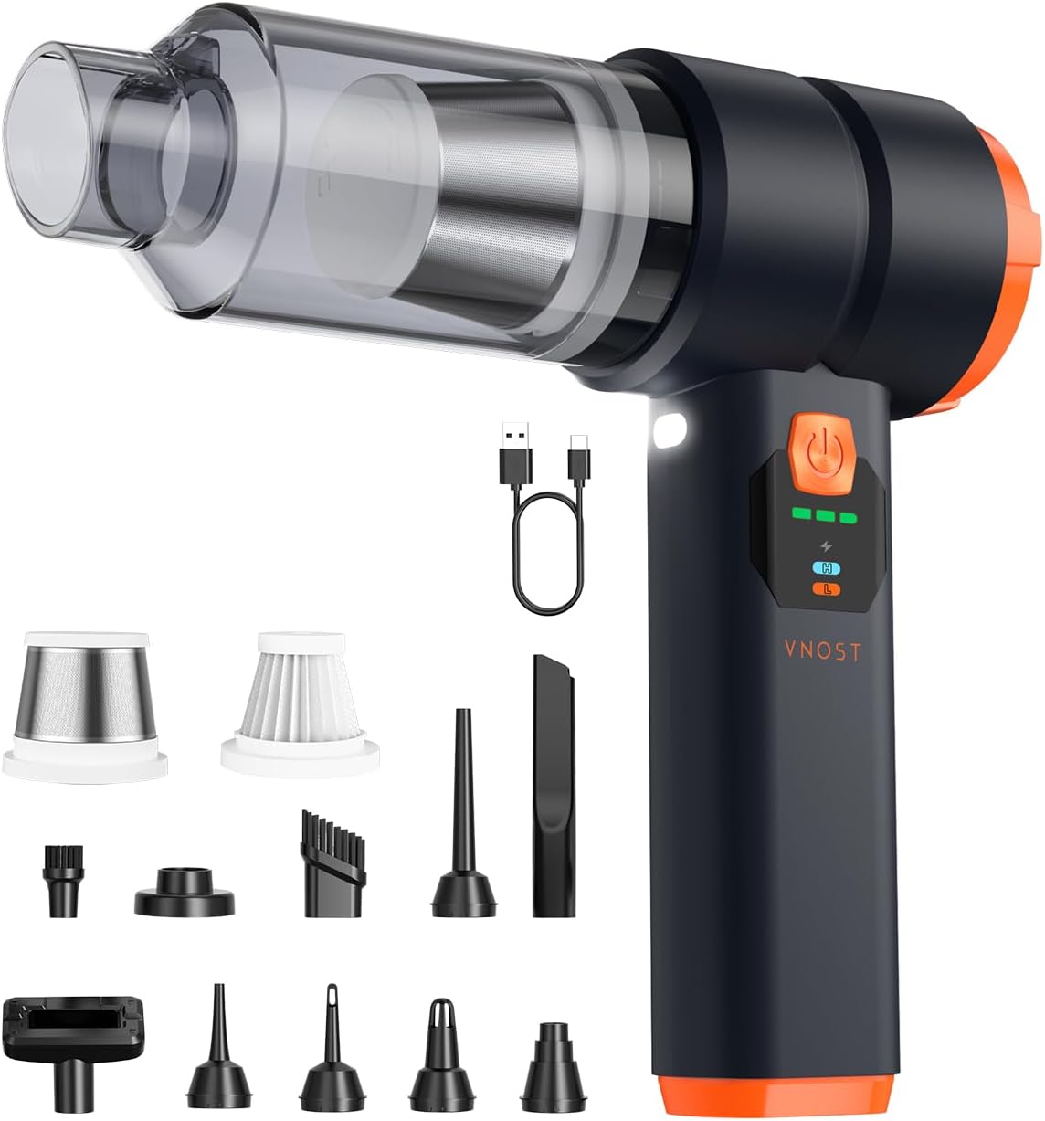 Portable Cordless Car Vacuum,4-in-1 Handheld Cordless Vacuum with 30000Pa Suction,130000 RPM,6800mAh Battery,10 Nozzles,Rubber Paint Material for Car,Home,Birthday Gifts for Men Dad Husband(Mist Black