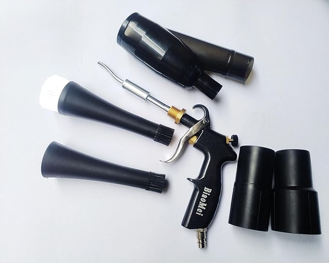 Car Interior Detailing Air Blow Gun &vacunm Gun,Cleaning Gun Quickly Blasts Dirt and Dust from Surface Works with Air Compressor(Upgrade Aluminium Rotate Tube) 2IN1