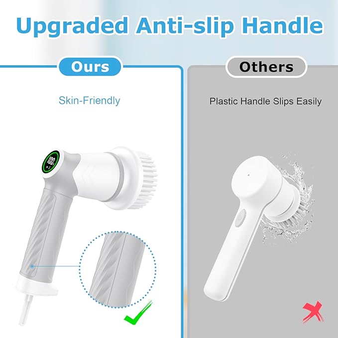 DAESUNG Electric Spin Scrubber, New Electric Bathroom Brush with 7 Replaceable Heads, Power Scrubber with LED Display, Electric Scrubbers for Cleaning Shower, Tile, Grout, Sink