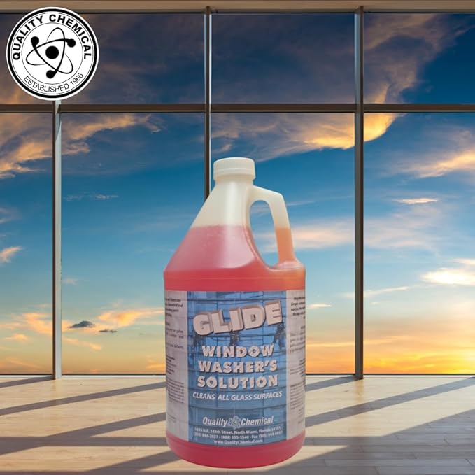 Quality Chemical Glide Streak-Free Outdoor Window Cleaner Washer's Solution - Outdoor Glass Cleaner for Ultimate Window Washing Solution, Perfect for Outdoor Use - Commercial Grade 128oz (Pack of 1)