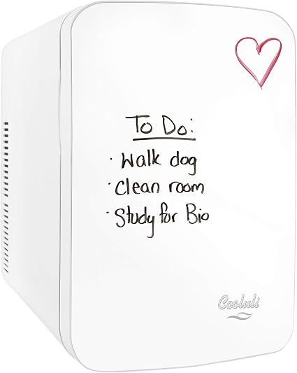 Cooluli Vibe Mini Fridge for Bedroom - With Cool Front Magnetic Whiteboard - 15L Portable Small Refrigerator for Travel,