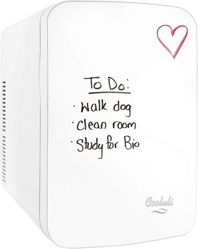 Cooluli Vibe Mini Fridge for Bedroom - With Cool Front Magnetic Whiteboard - 15L Portable Small Refrigerator for Travel,