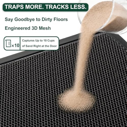 Meshy Mat Door Mat Heavy-Duty Quick-Dry Floor Mat, Sand & Dirt Trapper for Indoor & Outdoor, Ideal for Entrance, Mudrooms,Patios & Garages, Outside Doormat with Anti-Slip Backing, Black, 17"x36"