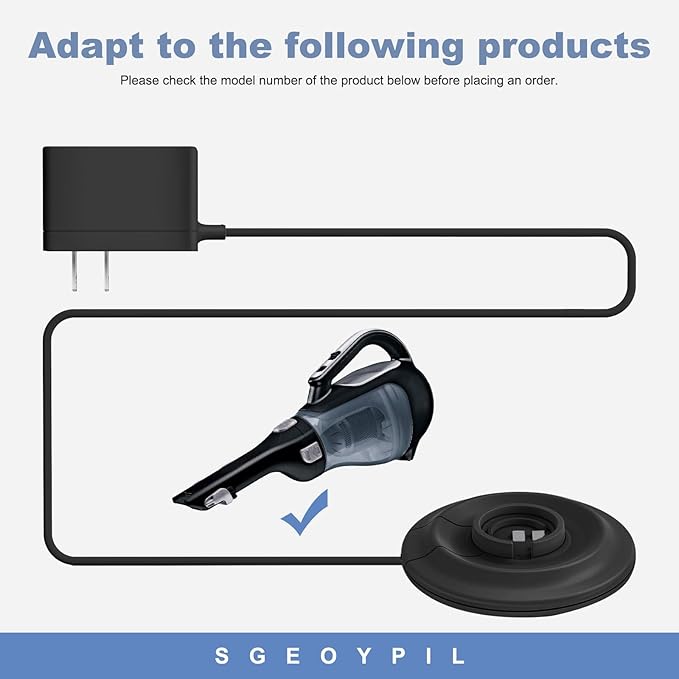 Charger Base for Black & Decker BDH2000L Vacuum Cordless Handheld Rechargeable Car Home Desk Dustbuster Stick Lithium Small Cleaner Dust Buster Replacement Power Adapter Cord Vac Accessory 90571555-03