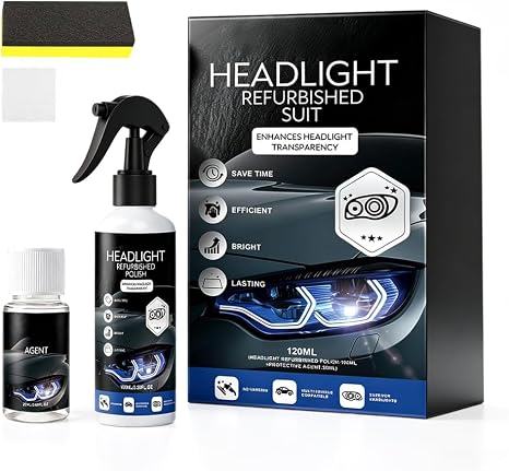 Upgraded Automotive Headlight Restoration Fluid Kit, 1 Set