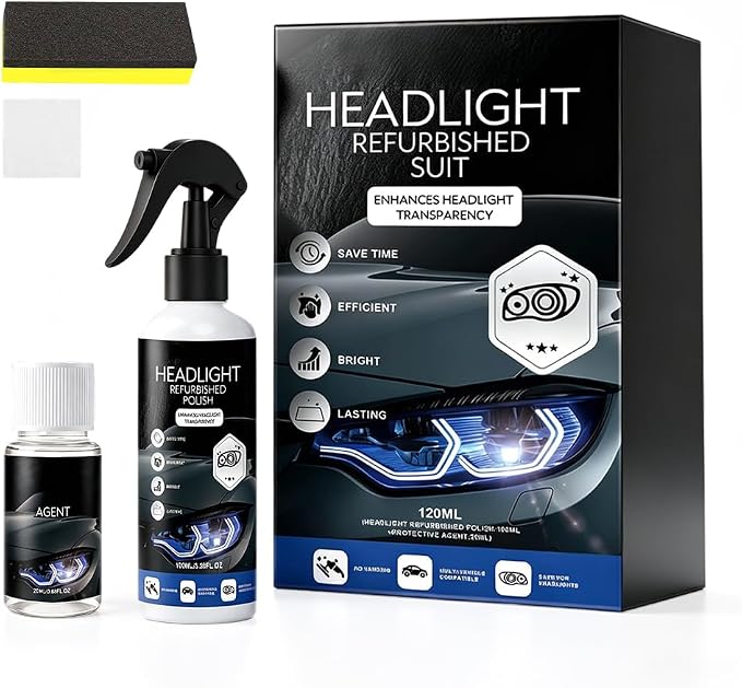 Upgraded Automotive Headlight Restoration Fluid Kit, 1 Set