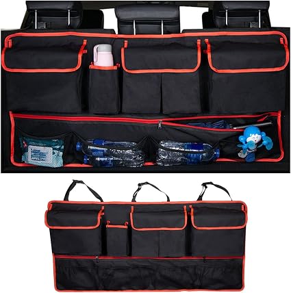 Mandark 42 x 20.5 Inch Oxford Cloth Hanging Trunk Organizer, Black/Red