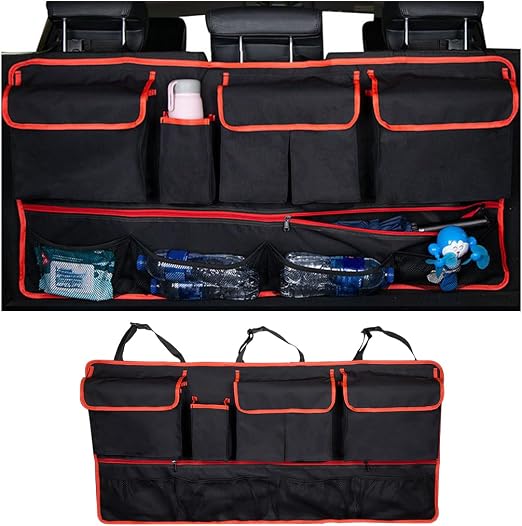 Mandark 42 x 20.5 Inch Oxford Cloth Hanging Trunk Organizer, Black/Red