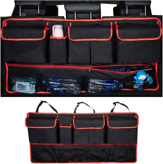 Mandark 42 x 20.5 Inch Oxford Cloth Hanging Trunk Organizer, Black/Red
