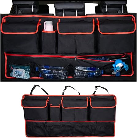 Mandark 42 x 20.5 Inch Oxford Cloth Hanging Trunk Organizer, Black/Red