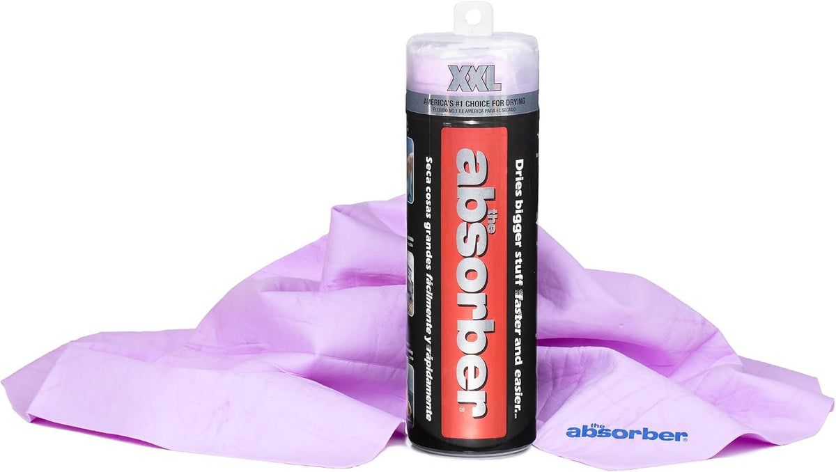 The Absorber® XXL 32-Inch x 20-Inch Synthetic Premium Drying Chamois Cloth for Cars, Trucks, & More - Super Absorbent, Scratch-Free and Washable (Purple)