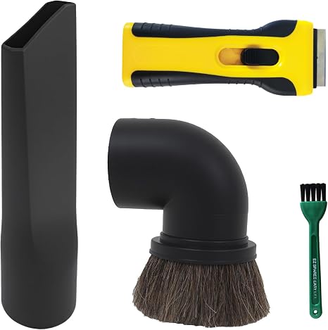 EZ SPARES 2.5 inch Dusting Brush Tool Attachment Compatiable with Shop Vacs and Workshop,Round Horsehair Brush,Crevice T