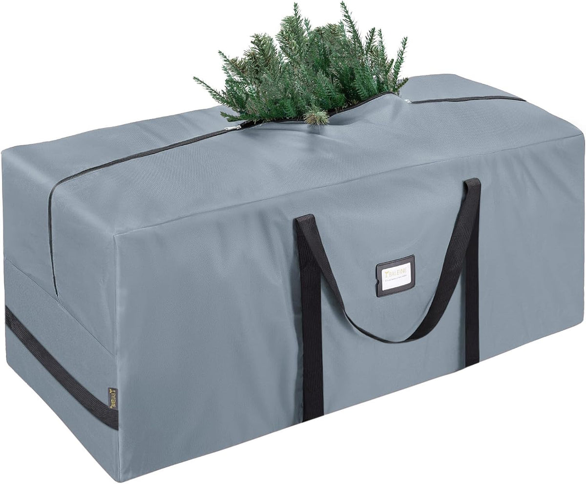7.5 ft Christmas Tree Storage Bag, Heavy Duty 900D Oxford Fabric with Reinforced Handles and Dual Zippers Wide Opening, Extra Large Storage Container for Trees and Decorations (Grey)