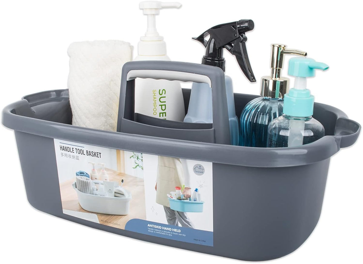 Large Cleaning Supplies Caddy Portable Shower Caddy Basket Dark Gray