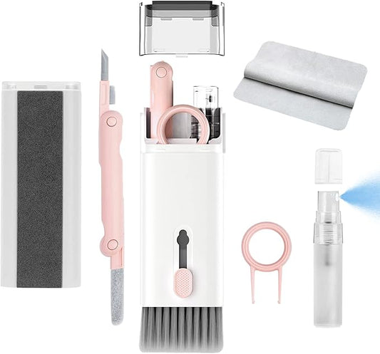 7 in 1 Electronic Cleaner kit - Keyboard Cleaner, Keyboard Cleaning Kit, Laptop Cleaner with Brush, Electronic Cleaner for Laptop/Phone/Computer/Screen (Give Away a Flannel Cloth) Pink