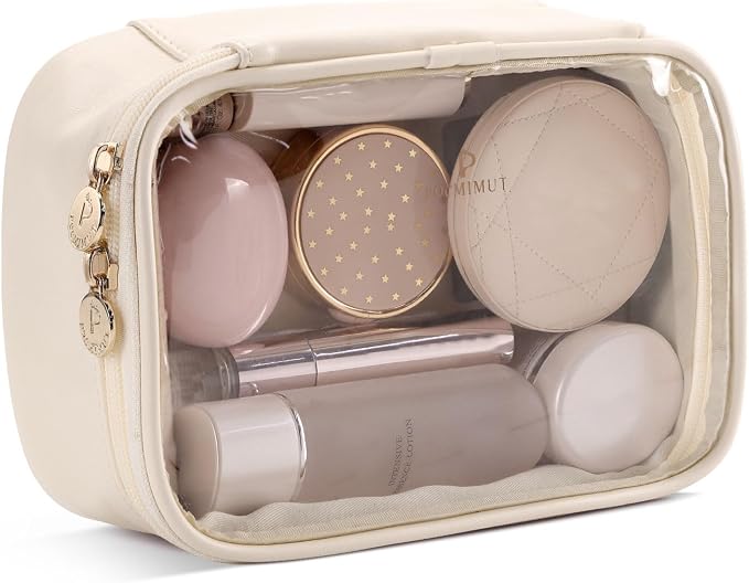 Pocmimut Makeup Bag,Small Makeup Bag TSA Approved Clear Toiletry Bag,Makeup Case Pouches Car Accessories Storage for Wom