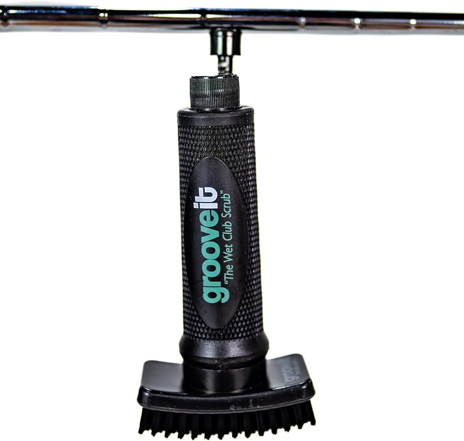 Grooveit The Wet Club Scrub Golf Water Brush - 3 Year Warranty - Anti-Leak Design - Magnetic Brush with Nylon-Bristle Head - Patented Pump for Easy Cleaning - Wide Cleaning Coverage - Long Lasting