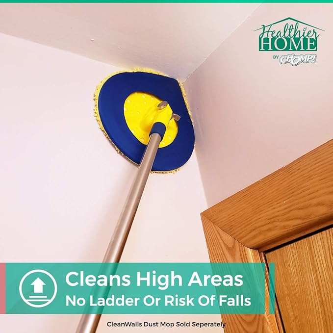 CHOMP! Microfiber Mop Refill Pack: 5 Minute CleanWalls 3-pak Yellow Reusable Washable Wall Washer, Ceiling Cleaner and Baseboard Duster - Dry Dust / Wet Wash Pads