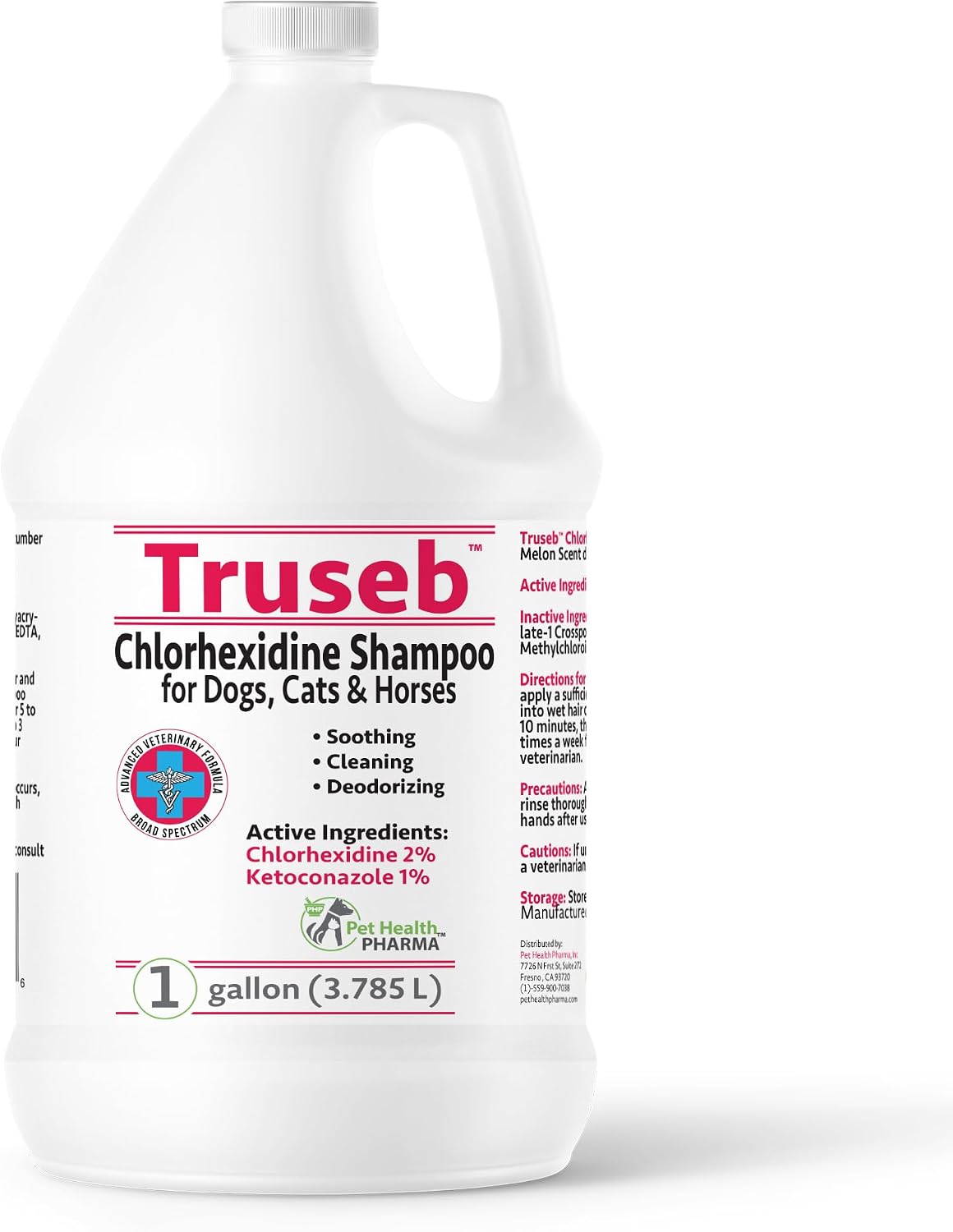 Truseb Chlorhexidine Shampoo for Dogs Cats & Horses with Aloe Vera - Antibacterial Antifungal Medicated Dog ketoconazole Shampoo and Conditioner -Skin Irritation, Hot Spots, Redness Relief (1 Gallon)