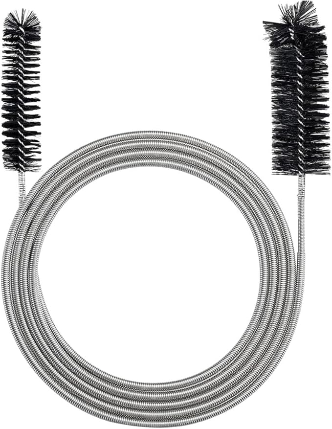 78 Inch Flexible Long Drain Brush, Nylon Stainless Steel Flexible Feeding Tube Cleaning Brush, Double Ended Elastic Slim Hose Pipe Brush Auto Sunroof Drain Hole Cleaner for Car Fridge (Black)