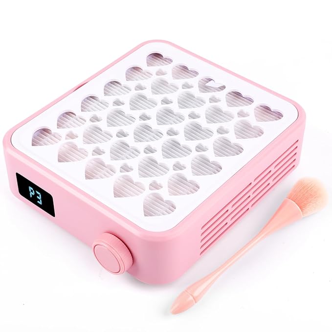 BQAN Nail Dust Collector Portable for Home & Salon - 4200RPM Vacuum with Reusable Filter, for Acrylic Drilling Dust Beginner Friendly Small Manicure Tool (Pink)