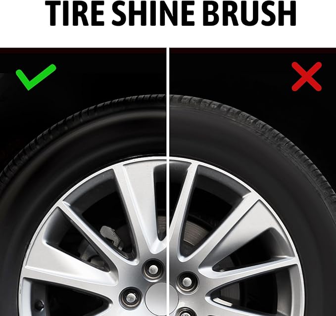 BABYSHEEP Car Tire Shine Applicator,Vegan Tire Shine Brush with Stand for Auto Detailing Cleaning Service,Black+Red (2pc)