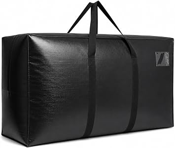 155 Gallon Extra Large Storage Bags, Jumbo Moving Storage Bags, Foldable Big Black Waterproof Outdoor Patio Cushion Stor
