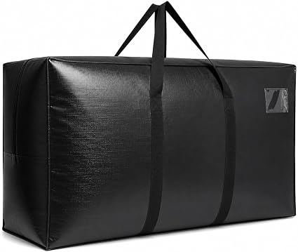 155 Gallon Extra Large Storage Bags, Jumbo Moving Storage Bags, Foldable Big Black Waterproof Outdoor Patio Cushion Stor