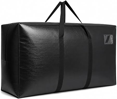 155 Gallon Extra Large Storage Bags, Jumbo Moving Storage Bags, Foldable Big Black Waterproof Outdoor Patio Cushion Stor