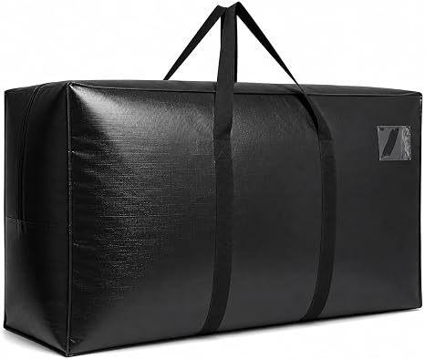 155 Gallon Extra Large Storage Bags, Jumbo Moving Storage Bags, Foldable Big Black Waterproof Outdoor Patio Cushion Stor