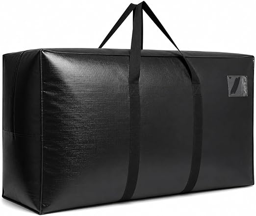 155 Gallon Extra Large Storage Bags, Jumbo Moving Storage Bags, Foldable Big Black Waterproof Outdoor Patio Cushion Stor