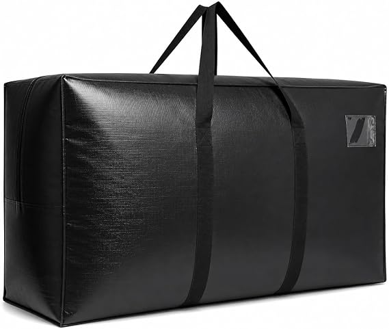 155 Gallon Extra Large Storage Bags, Jumbo Moving Storage Bags, Foldable Big Black Waterproof Outdoor Patio Cushion Stor