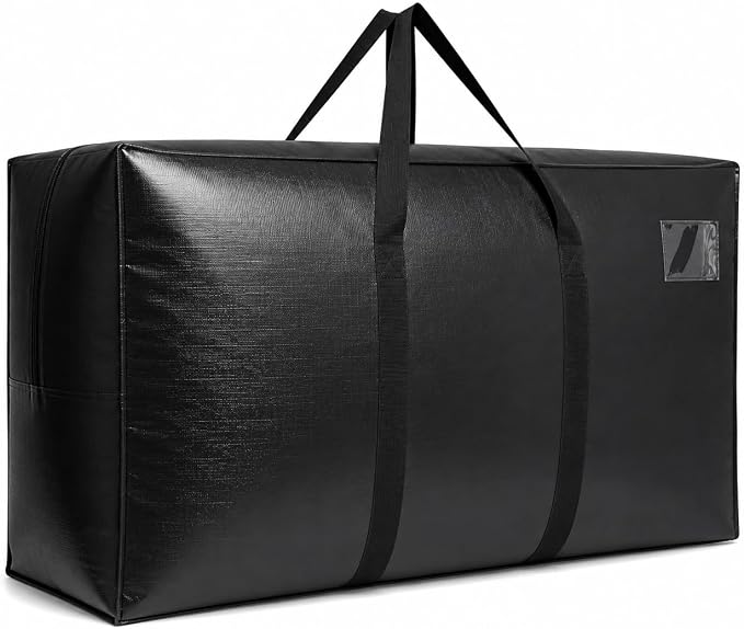 155 Gallon Extra Large Storage Bags, Jumbo Moving Storage Bags, Foldable Big Black Waterproof Outdoor Patio Cushion Stor