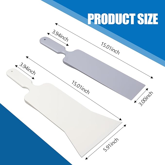 Hovom 2PCS Car Bulldozer Squeegee, Long Handle Tint Tools, Scrubber Bulldozer Squeegee for Car Window Cleaning/Vinyl Wrap/Snow Frost Ice Removal, Auto Flat Glass Tint Squeegees (2PCS: Gray+White)