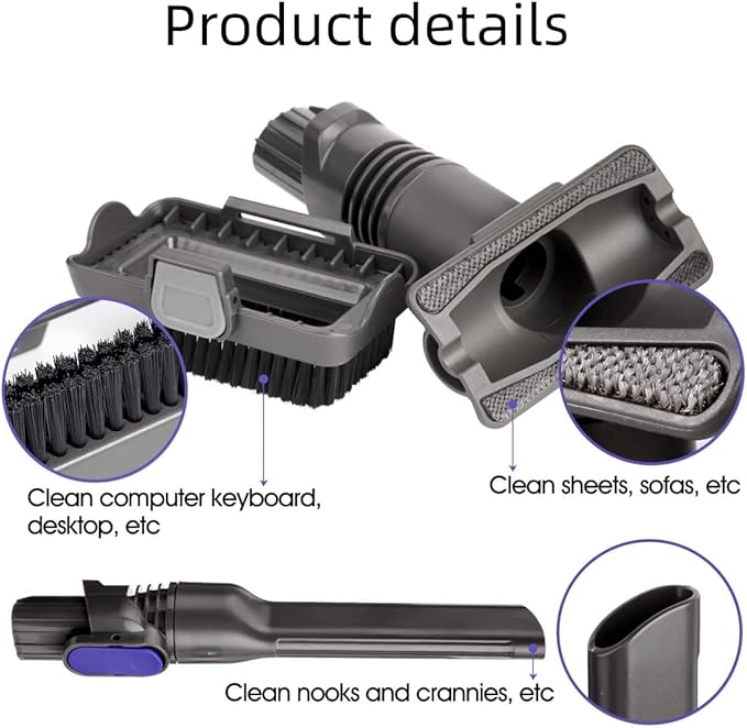 IX141 Vacuum Crevice Tool Brush Replacement Parts Compatible with Shark Pet Cordless Stick IX141 IZ462H IZ483H IZ363HT IZ361H IZ163H IZ362H Removable Two-in-one for D-Shaped Tool Brush Attachments