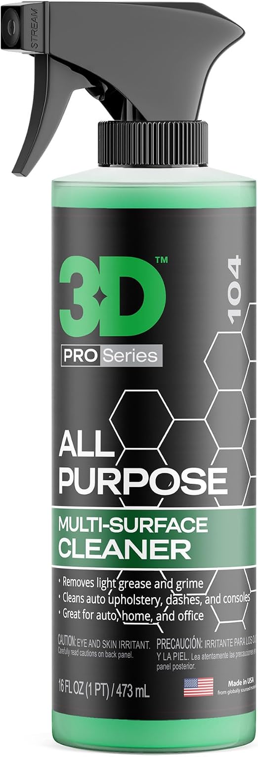 3D All Purpose Cleaner – High-Performance Interior & Exterior Car Cleaner for Vinyl, Leather, Plastic, Fabric, Carpet & 