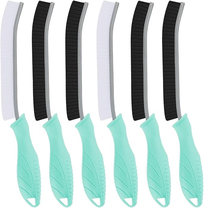 TQRR Hard Bristle Crevice Cleaning Brush-Thin Gap Scrub Brush, Small Cleaning Brush, Grout Brush, Kitchen Brush, Cleaning Tools for Toilet, Bathroom, Sink, Home, Household, Window (6, Mint)