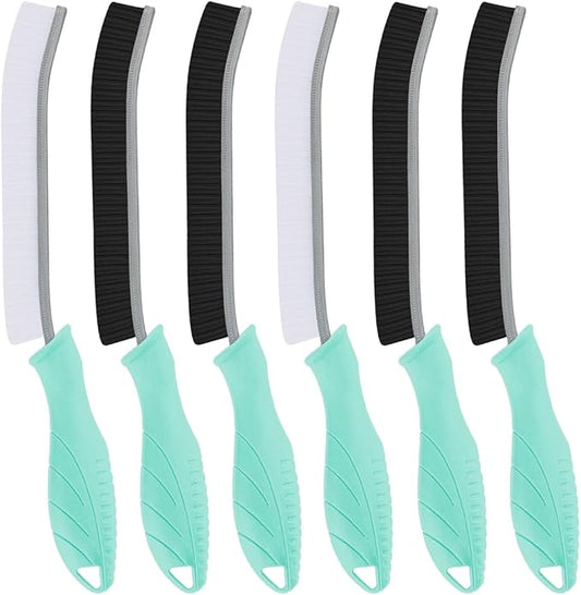 TQRR Hard Bristle Crevice Cleaning Brush-Thin Gap Scrub Brush, Small Cleaning Brush, Grout Brush, Kitchen Brush, Cleaning Tools for Toilet, Bathroom, Sink, Home, Household, Window (6, Mint)