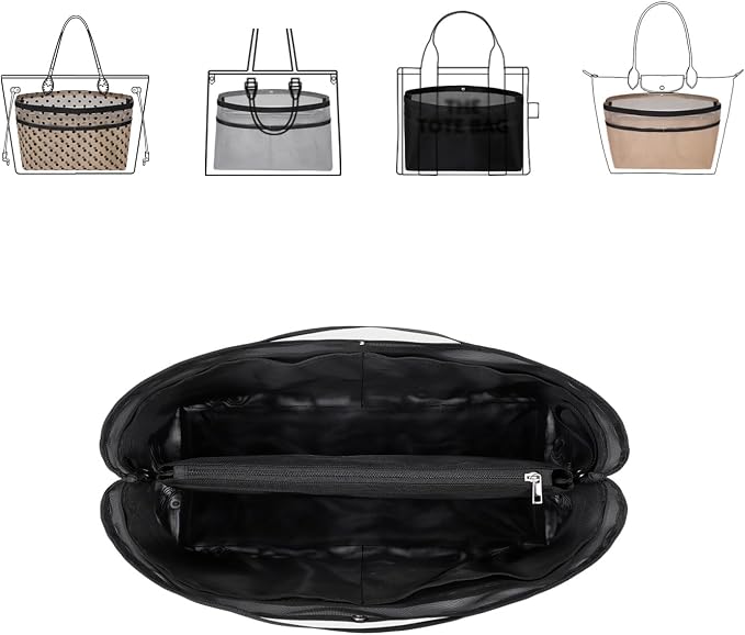 ZTUJO Purse Organizer Insert For Handbags,Mesh Bag Organizer Insert With Zipper Bag Tote Shaper Fit Speedy Neverful PM M