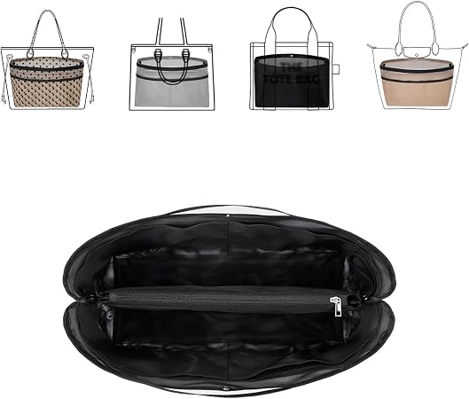 ZTUJO Purse Organizer Insert For Handbags,Mesh Bag Organizer Insert With Zipper Bag Tote Shaper Fit Speedy Neverful PM M