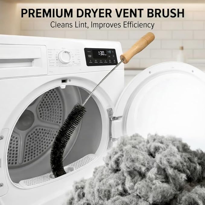 2-Pack Dryer Vent Cleaner Kit - Long Flexible Dryer Lint Brush & Refrigerator Coil Cleaner - Multi-Use Radiator Brush & Lint Trap Cleaning Tool for Fire Prevention