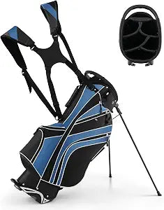 Goplus Golf Stand Bag, Lightweight Golf Club Bag with 6 Way Top Dividers, 8 Pockets, Cooler Bag, Rain Hood, Dual Shoulde