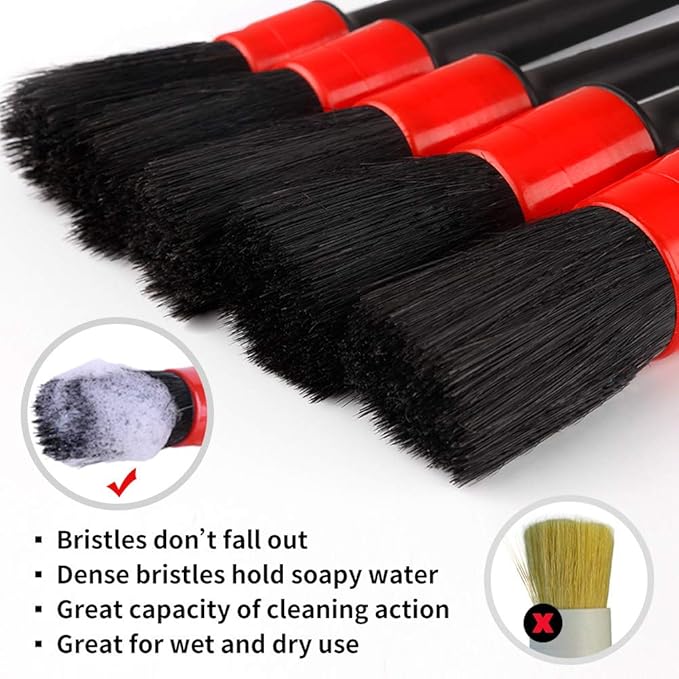 Detailing Brush Set - 10 Pcs Detail Brushes Car Detailing, Auto Boar Hair Car Detailing Kit for Cleaning Interior Exterior - Vehicles Wheels Leather Engine Dashboard