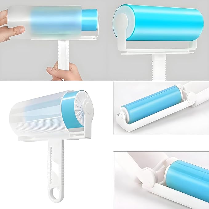 Reusable Travel Lint Roller 3 Pack, Washable Lint Roller Compact Pet Hair Remover Cleaner with Cover for Clothes, Pet Hairs, Include Large, Medium, Small Size