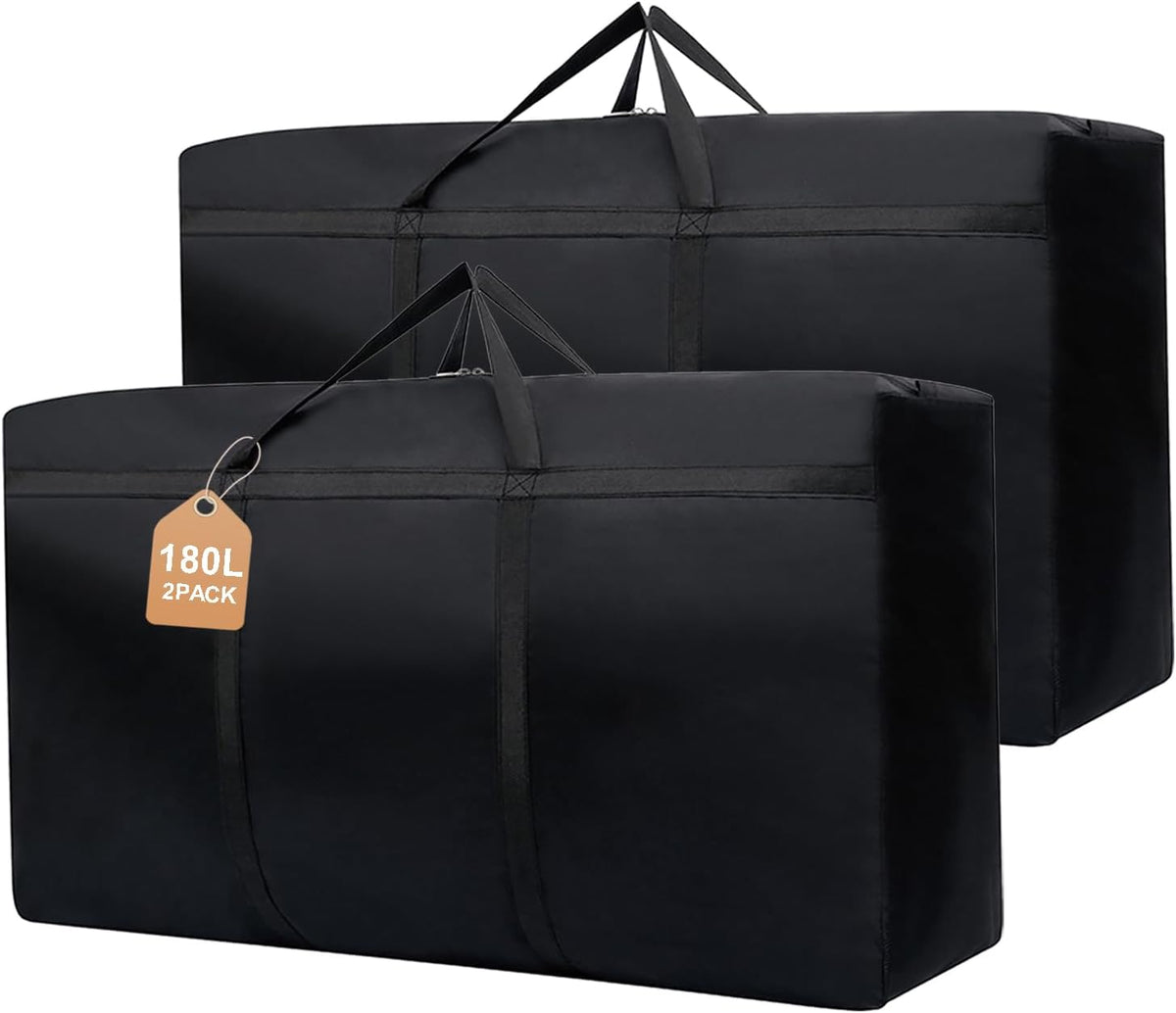 2 Pack 180L/47.5 Gallons Extra Large Storage Bags Jumbo Duffle Bag for Travel Moving Totes Boxes Heavy Duty Stronger Handles Zippers Reusable Storage Totes for Bassinet Clothes Blankets